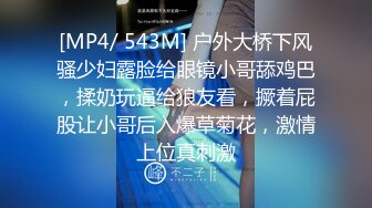 [MP4/ 543M] 户外大桥下风骚少妇露脸给眼镜小哥舔鸡巴，揉奶玩逼给狼友看，撅着屁股让小哥后入爆草菊花，激情上位真刺激